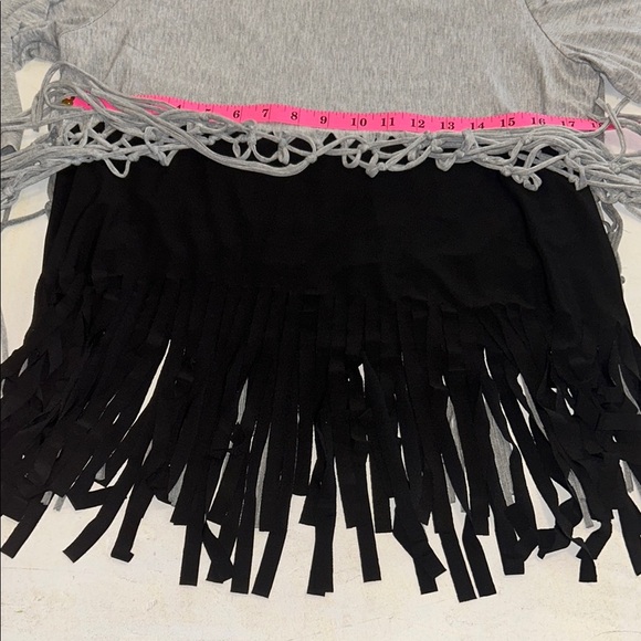 IC by Connie K Gray and Black Fringe Women's Bamboo 3/4 sleeve Top. Sz. Large - Picture 6 of 7
